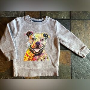Toddler Upcycled Graphic Colorful Pit Bull Pitbull Dog Gray Sweatshirt 2T